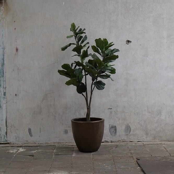 Kunst Ficus Lyrata in koperen pot